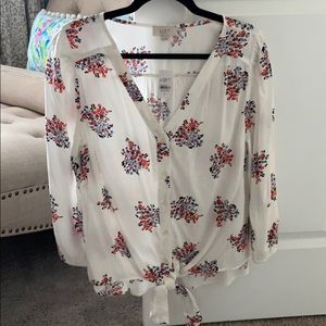NWT Loft Tie Front Blouse